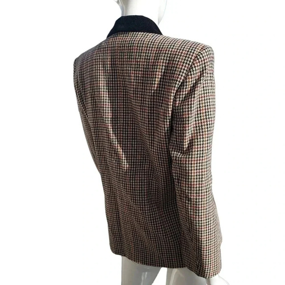 Joan Leslie Size 6 Womens  Brown and Black Squared Blazer with Velvet Collar - Picture 2 of 16